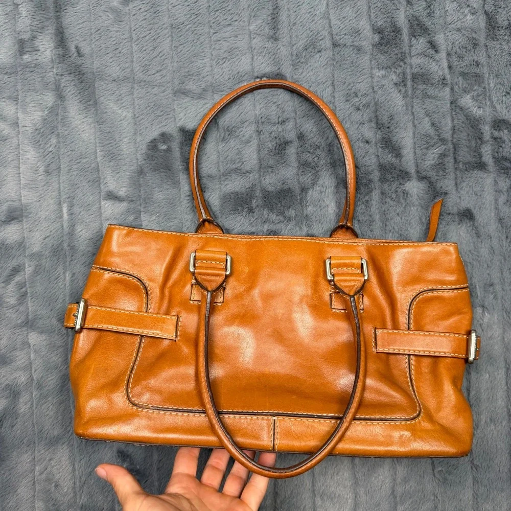 Michael Michael Kors Tan Leather Buckle Satchel Bag